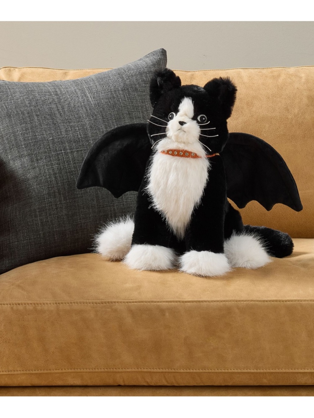 NWT Pottery Barn Jinxy Boo Bat Wing Cat Halloween Plush Pillow Retired Rare